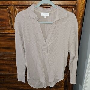 Pink Rose Womens Sz XS Waffle Vneck Top. Taupe Colored. Super Cute
